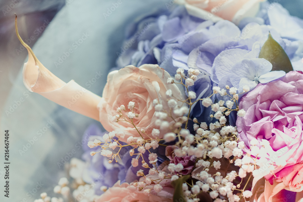 Close up Bridal bouquet White and pink, Colorful multiplicity roses background shallow depth of field. Close up Bridal bouquet White and pink, Colorful multiplicity roses background shallow depth of field.