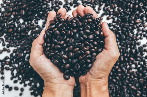 Coffee beans in hand