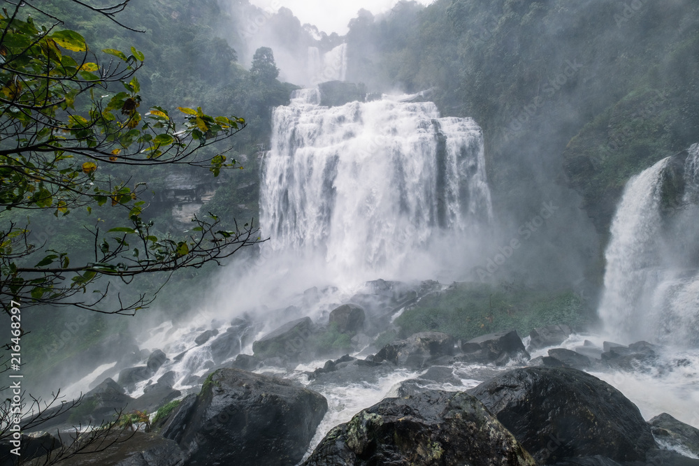 Beautiful waterfall. Tad Khamued Waterfall in southern Laos Beautiful waterfall. Tad Khamued Waterfall in southern Laos