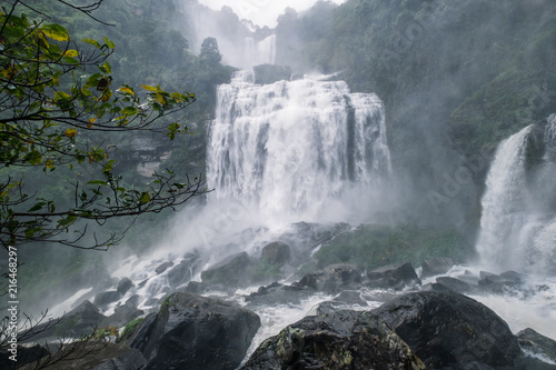 Beautiful waterfall. Tad Khamued Waterfall in southern Laos