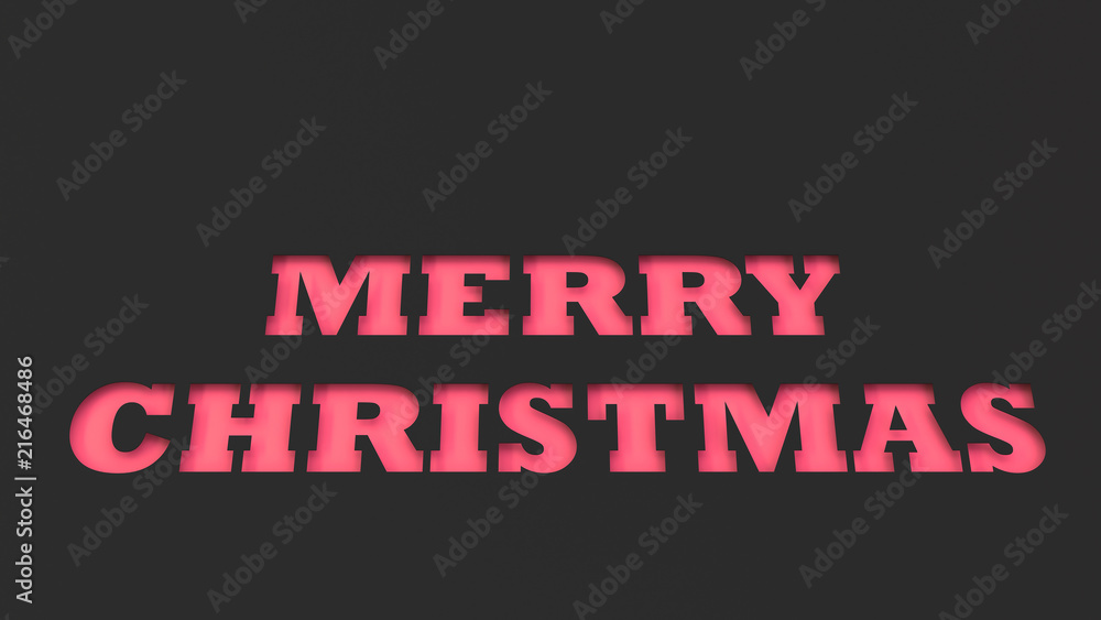 Red Merry Christmas words cut in black paper