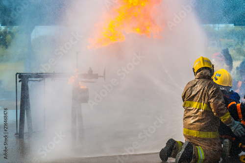 Firefighters in action ,Firefighters training