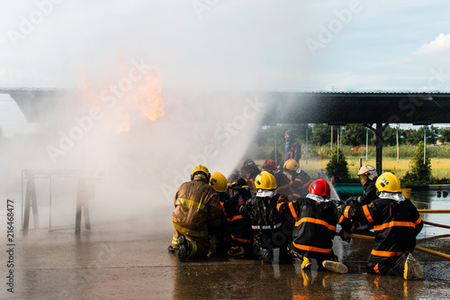 Firefighters in action ,Firefighters training