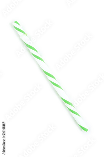 green pattern straw on white background
