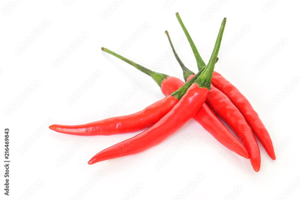 heap chili pepper red spicy on white background