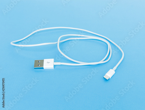usb cable port charger on blue background
