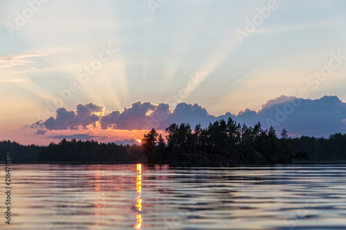 sunset on a forest lake © Maslov Dmitry