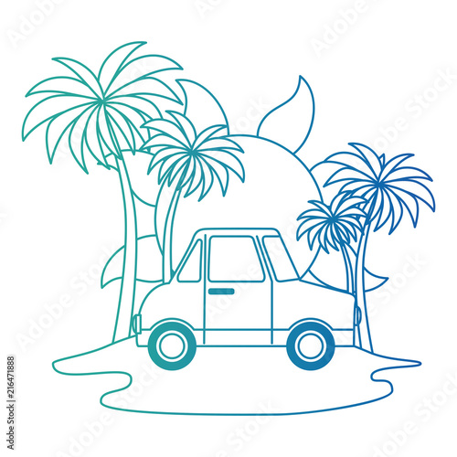 Wallpaper Mural tree palms with car scene Torontodigital.ca