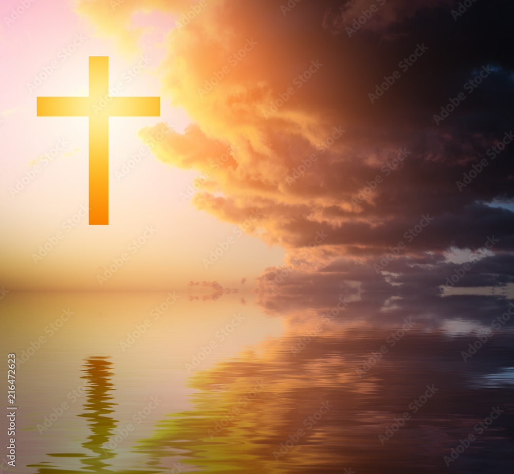 Cross silhouette against sky. Conceptual image. Cross silhouette against sky. Conceptual image.