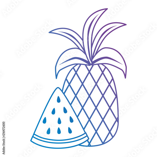 watermelon sliced with pineapple