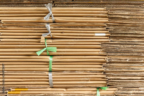 фотографія Many pile of paper box ream in warehouse factory.