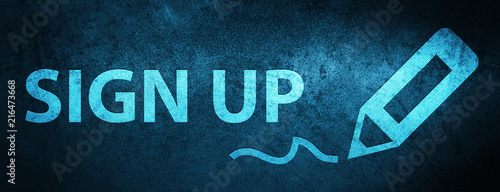 Foto Sign up special blue banner background