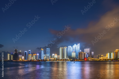 The night scene of urban architectural landscape in Qingdao