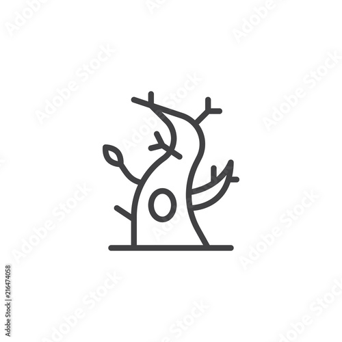 Dry tree with a hollow outline icon. linear style sign for mobile concept and web design. Autumn tree simple line vector icon. Symbol, logo illustration. Pixel perfect vector graphics