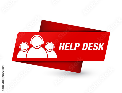 Help desk (customer care team icon) premium red tag sign