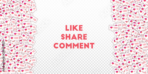 Social media icons. Transparent grid concept. Falling gradient like counter. Right left border eleme