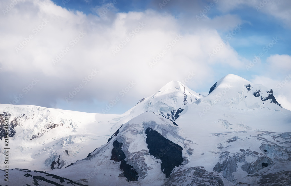 Mountain panorama in the Switzerland. Beautiful natural landscape in the mountain region.