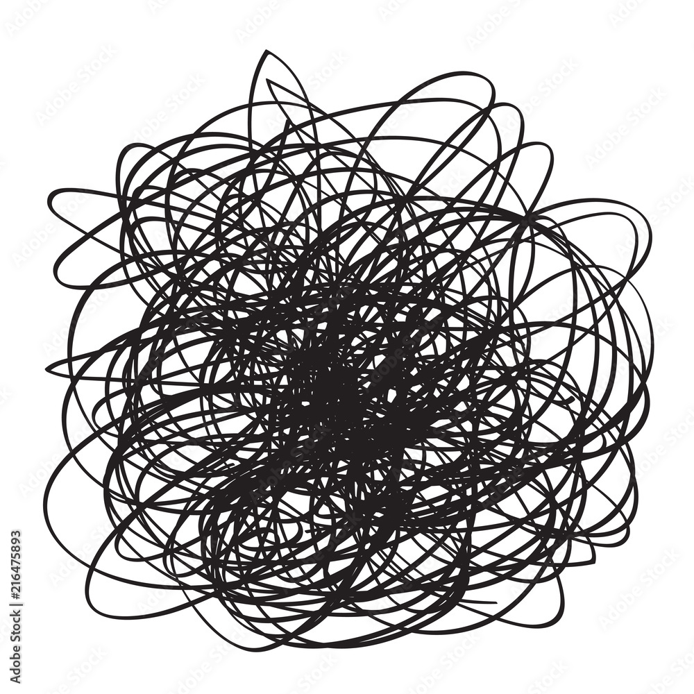 Chaos pattern. Scribble sketch. Background with array of lines. Tangled on white. Intricate chaotic texture. Art creation. Black and white illustration. Print for polygraphy, posters and t-shirts Chaos pattern. Scribble sketch. Background with array of lines. Tangled on white. Intricate chaotic texture. Art creation. Black and white illustration. Print for polygraphy, posters and t-shirts
