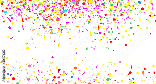 Confetti. Colored pattern with multicolored elements on white background. Texture with glitters for design. Greeting cards
