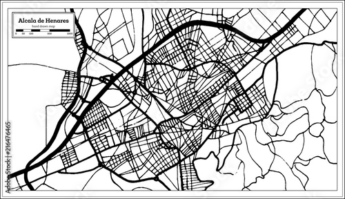 Alcala de Henares Spain City Map in Retro Style.
