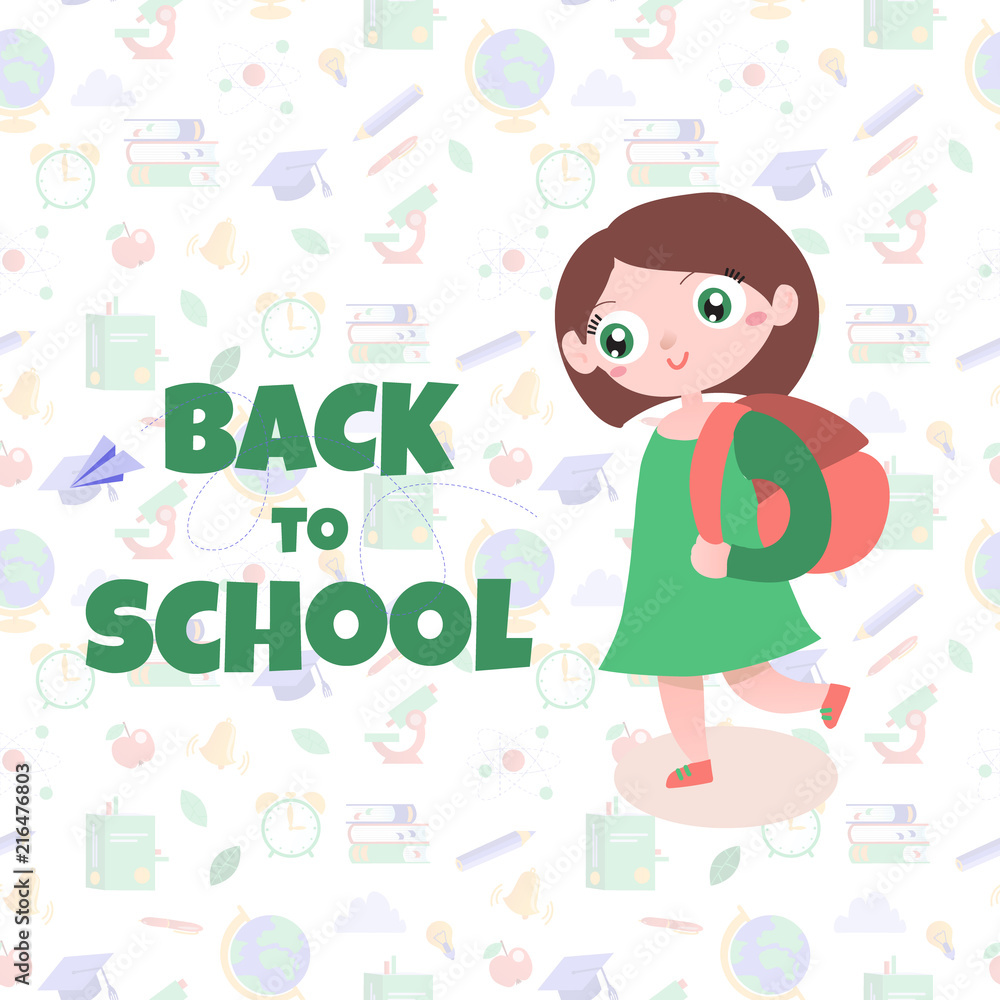 cartoon vector flat back to school seamless pattern with design. text cartoon vector flat back to school seamless pattern with design. text