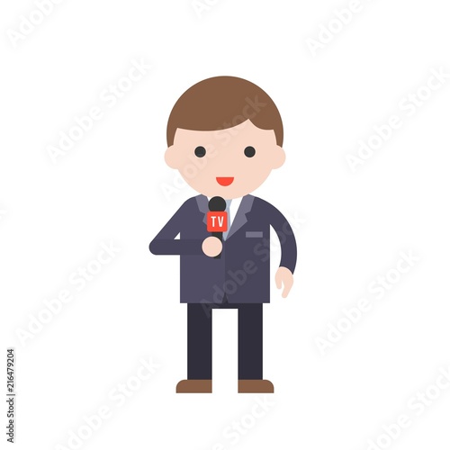 news reporter, cute character professional set, flat design