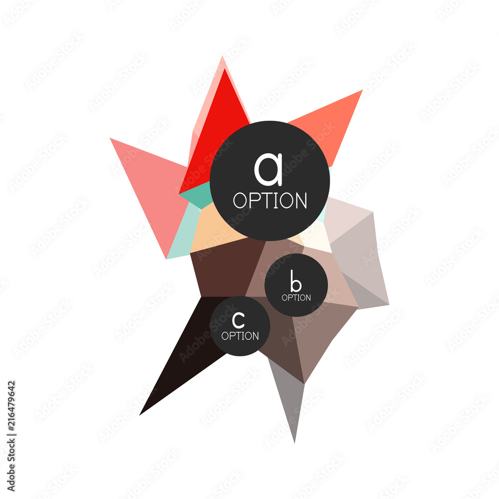 Abstract colorful geometric option infographics design template with sample abc options. Abstract background for business presentation or information banner Abstract colorful geometric option infographics design template with sample abc options. Abstract background for business presentation or information banner