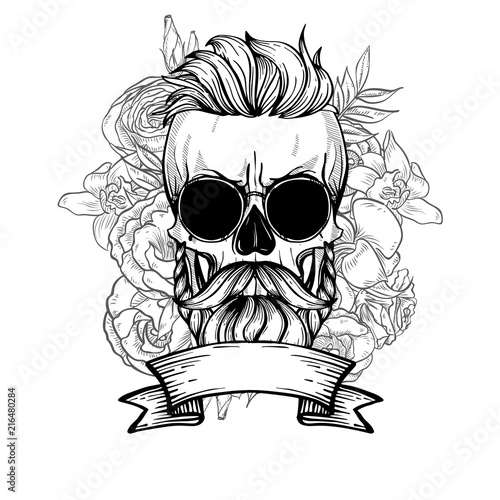 Angry skull with hairstyle