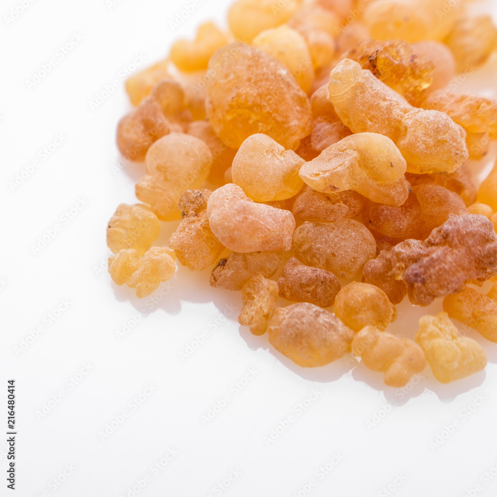 fragrant frankincense on a white acrylic background fragrant frankincense on a white acrylic background
