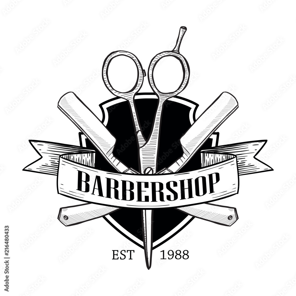logo with big scissors Stock Vector Adobe Stock