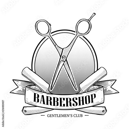 Barbershop logo with big scissors