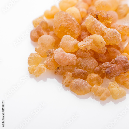 fragrant frankincense on a white acrylic background
