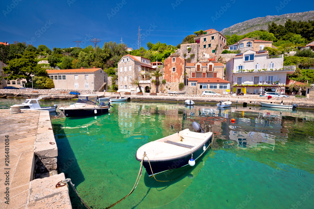 Idyllic village of Mlini in Dubrovnik archipelago view