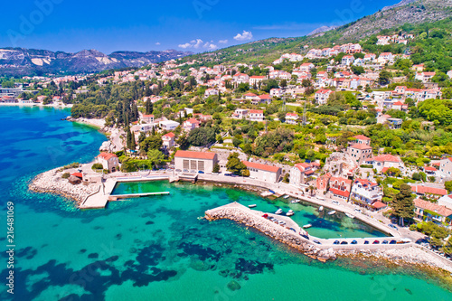 Fototapeta Naklejka Na Ścianę i Meble -  Adriatic village of Mlini waterfront aerial view