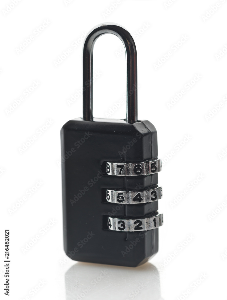 padlock with combination lock, in locked position. padlock with combination lock, in locked position.