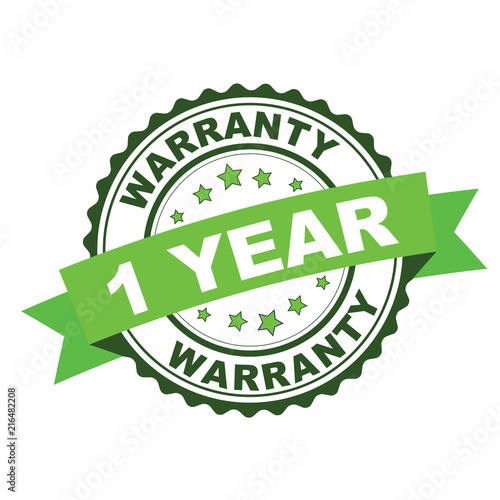 Green rubber stamp with 1 year warranty concept