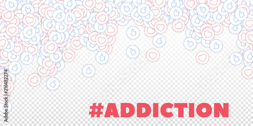 Social media icons. Transparent grid concept. Falling scattered thumbs up hearts. Falling rain eleme