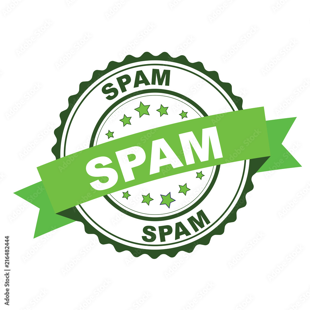 Green rubber stamp with spam concept Green rubber stamp with spam concept