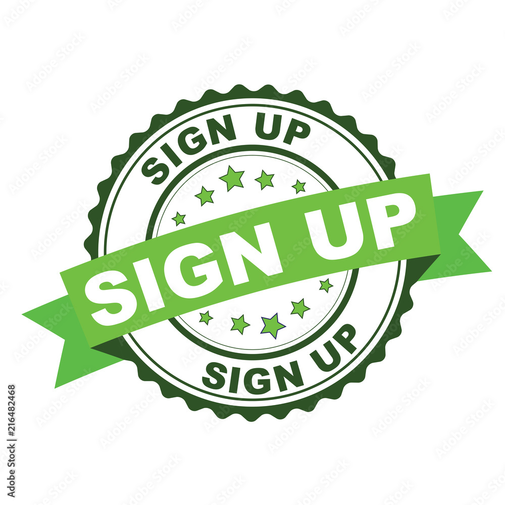 Green rubber stamp with sign up concept Green rubber stamp with sign up concept