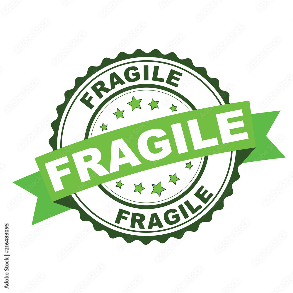 Green rubber stamp with fragile concept Green rubber stamp with fragile concept