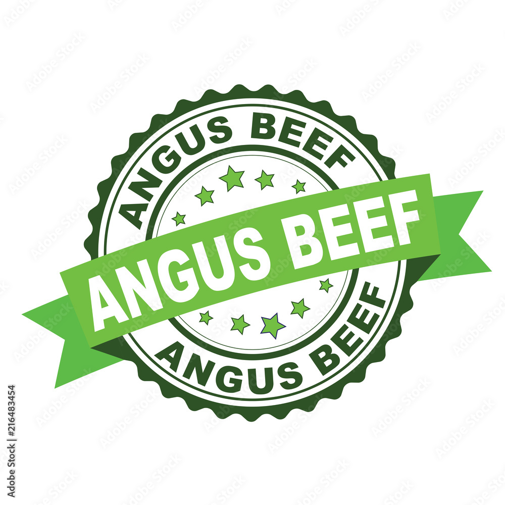 Green rubber stamp with angus beef concept Green rubber stamp with angus beef concept