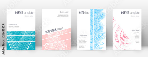 Cover page design template. Geometric brochure layout. Bold trendy abstract cover page. Pink and blu