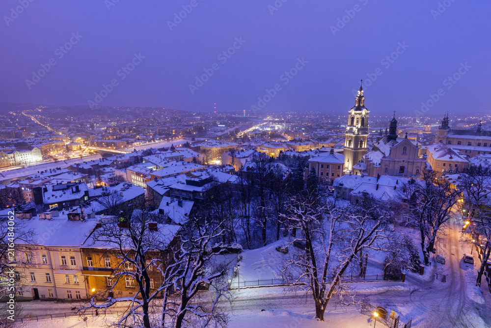 Naklejka premium Architecture of Przemysl at night