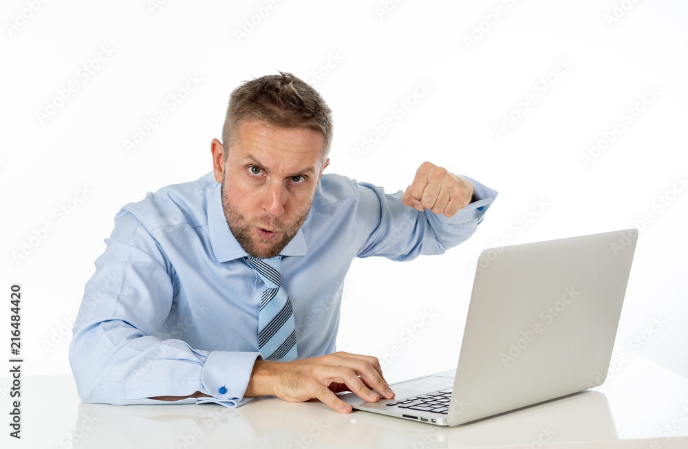 Businessman desperate with laptop Businessman desperate with laptop