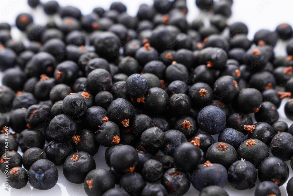 dried juniper berries on a white background dried juniper berries on a white background