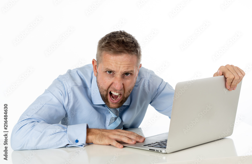Businessman desperate with laptop Businessman desperate with laptop