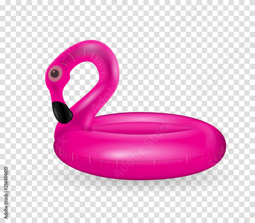 Inflatable circle for swimming and relaxing pink flamingos inflatable on tran...