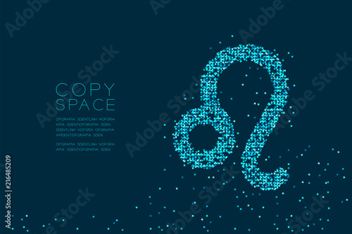Abstract Star pattern Leo Zodiac sign shape, star constellation concept design blue color illustration isolated on dark blue background with copy space, vector eps 10