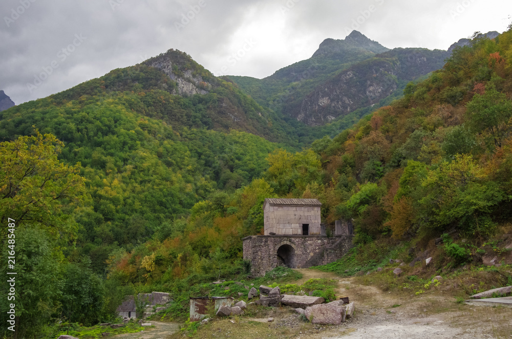 Ruins of Vahanavank Monastery near village of Kapan, Armenia