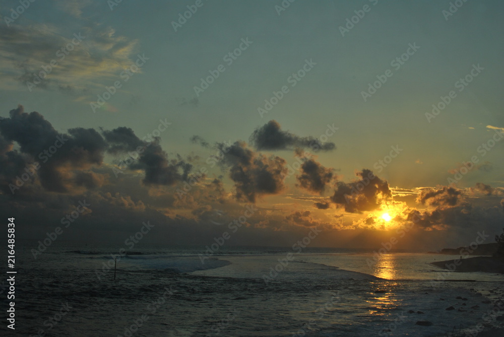 Sunset in Reunion island. Cloudcape.